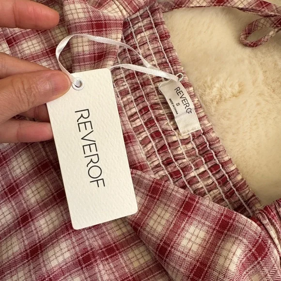 REVEROF Plaid Babydoll Dress With Smocking Back Detail,NWT - Picture 8 of 11